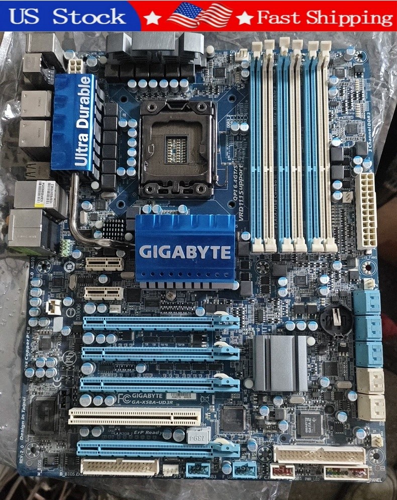 Used Gigabyte GA-X58A-UD3R ATX Motherboard LGA1366 X58 DDR3 Rev2.0