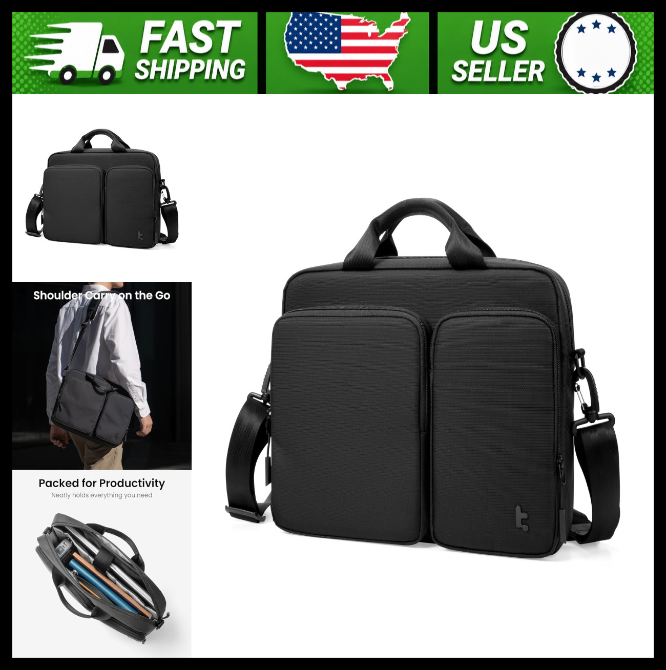 tomtoc 13-14 Inch Laptop Shoulder Bag Briefcase for MacBook Air/Pro