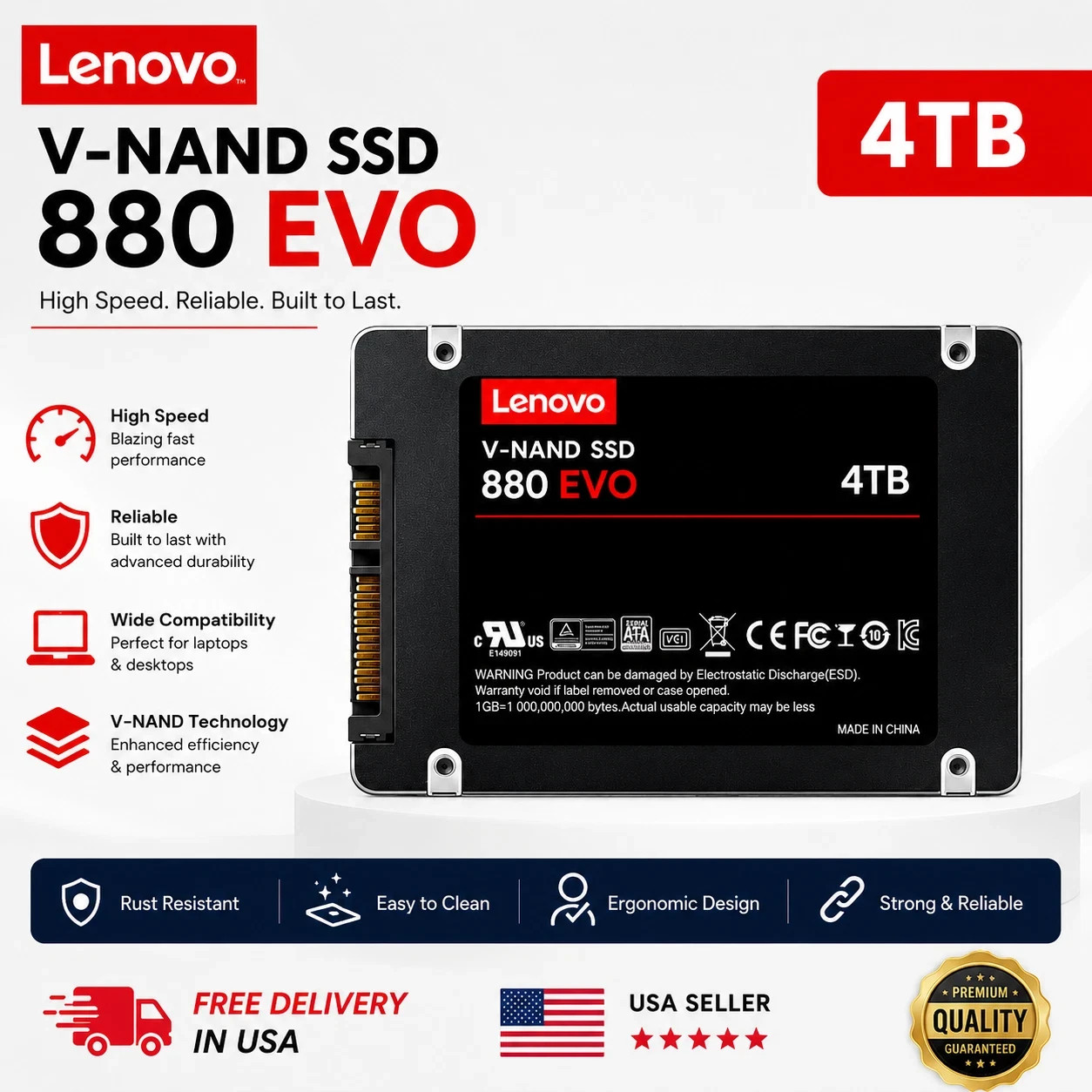 Lenovo 4TB SSD 2.5'' SATA III Internal Solid State Drive PC/MAC 5600MB/s US NEW