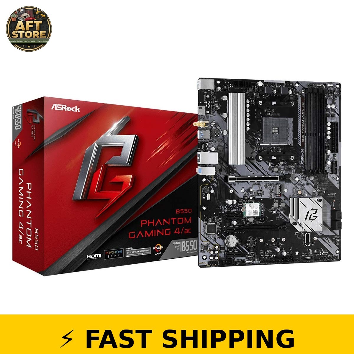 ASRock B550 Phantom Gaming 4 AC Motherboard for AMD Ryzen