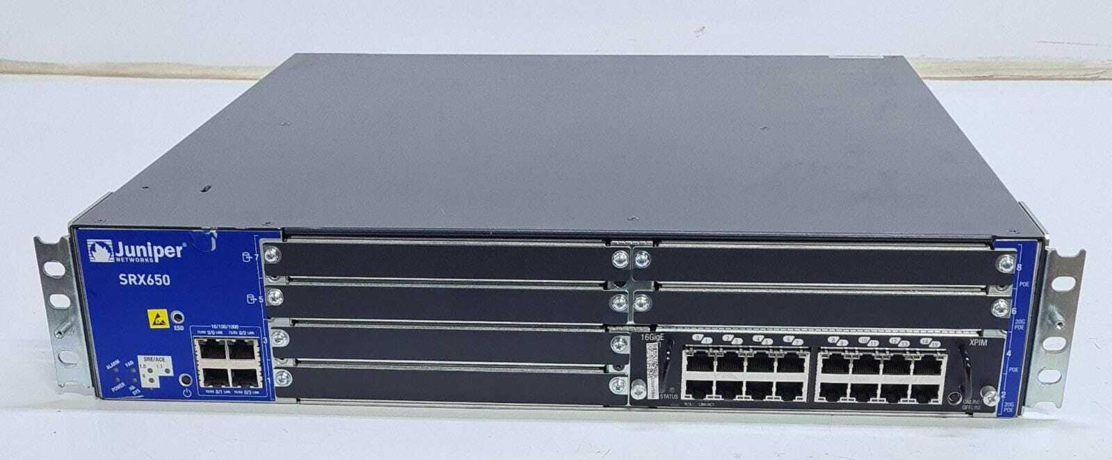 JUNIPER Networks SRX650 VPN Firewall Gateway W/ 16GigE SRX-GP-16GE & SRE6