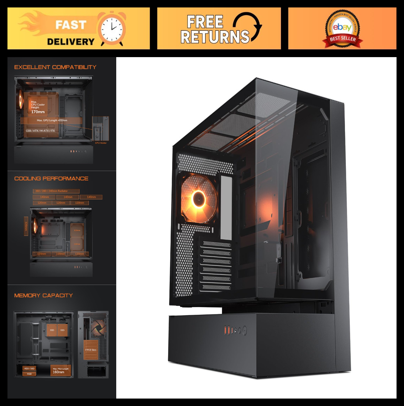 CFV235 ES ATX Computer Gaming PC Case Black