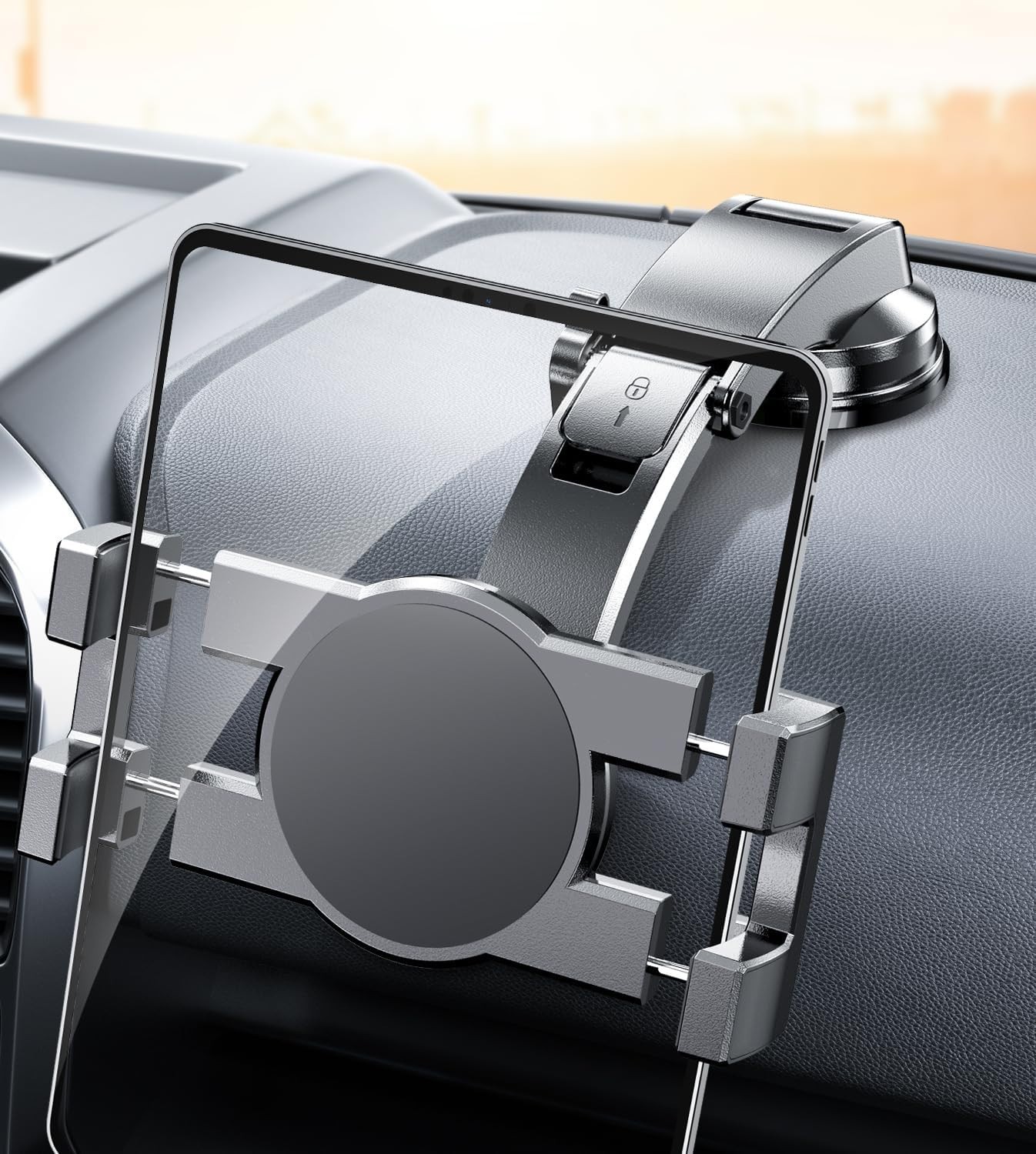 Ipad Holder, Dashboard Tablet Holder for Car Suction Cup Tablet Car Mount Black
