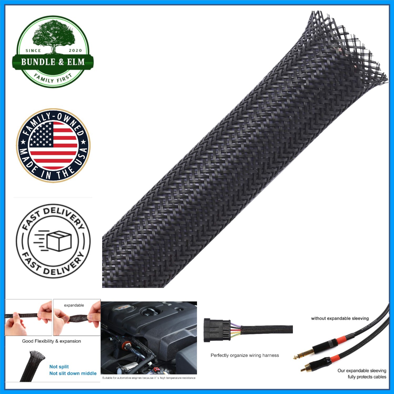 Versatile 25ft Wire Sleeve, Expands for Easy Cable Management and Protection