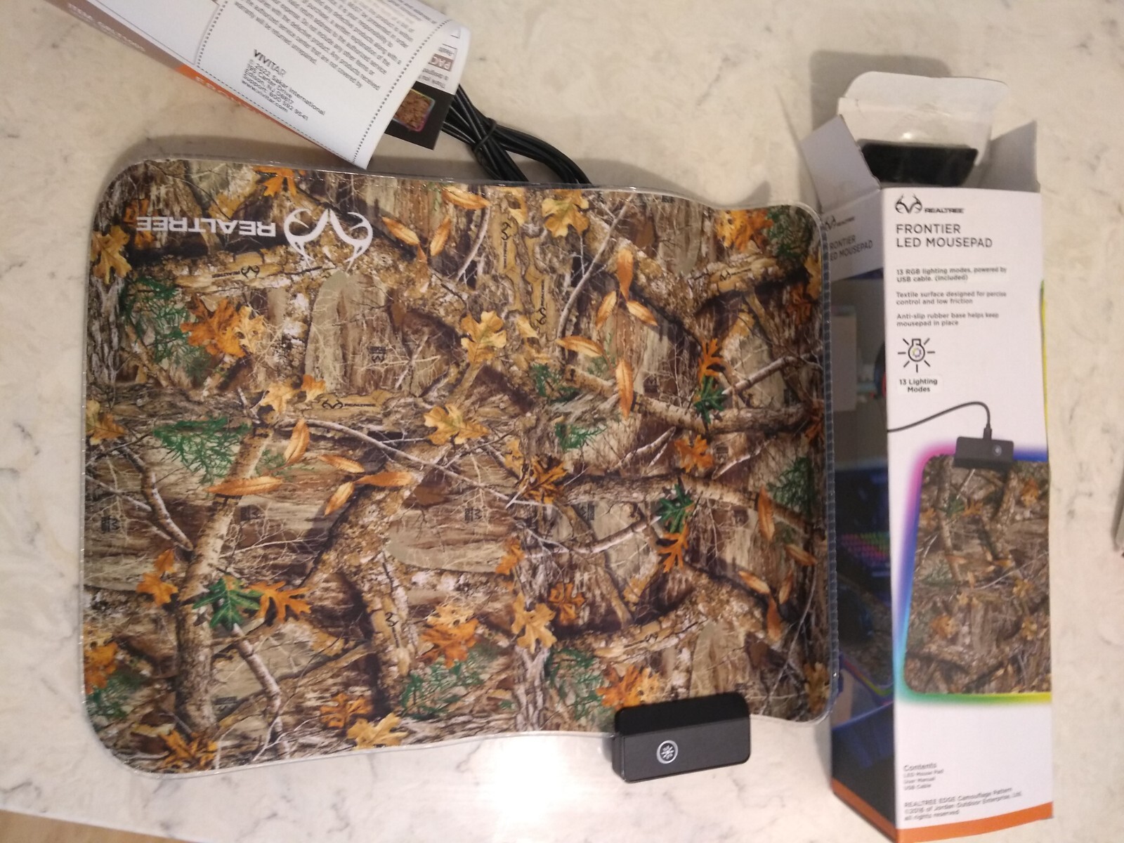 New REALTREE Frontier LED mouse pad 13 Lighting Modes Edge Camouflage
