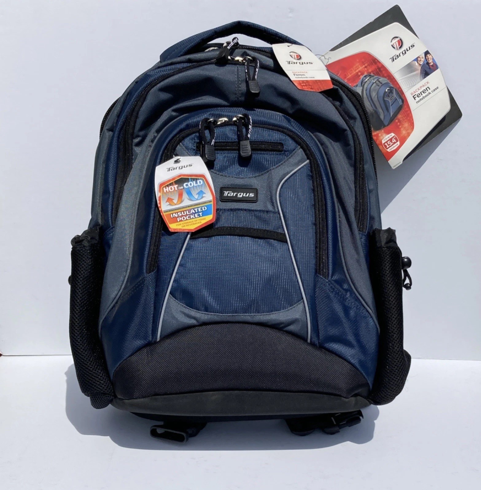 Targus Feren Blue Black Backpack Insulated Pockets Padded 15.4" Laptop Case 