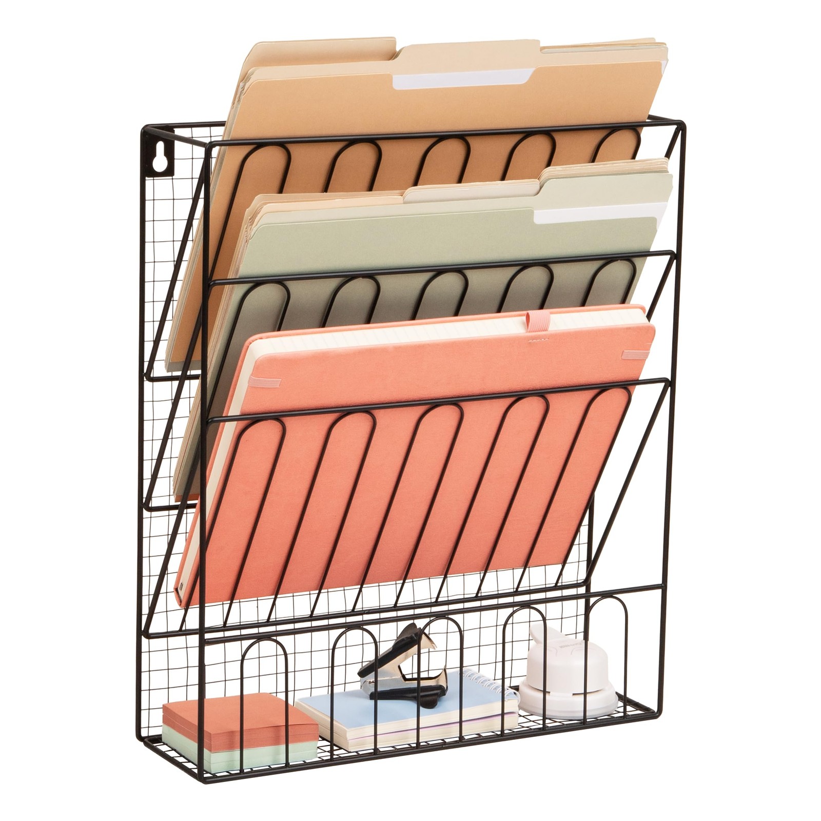 Desktop Organizer Metal Wire Vertical File Holder Wall Mount Black MAGMWIRE