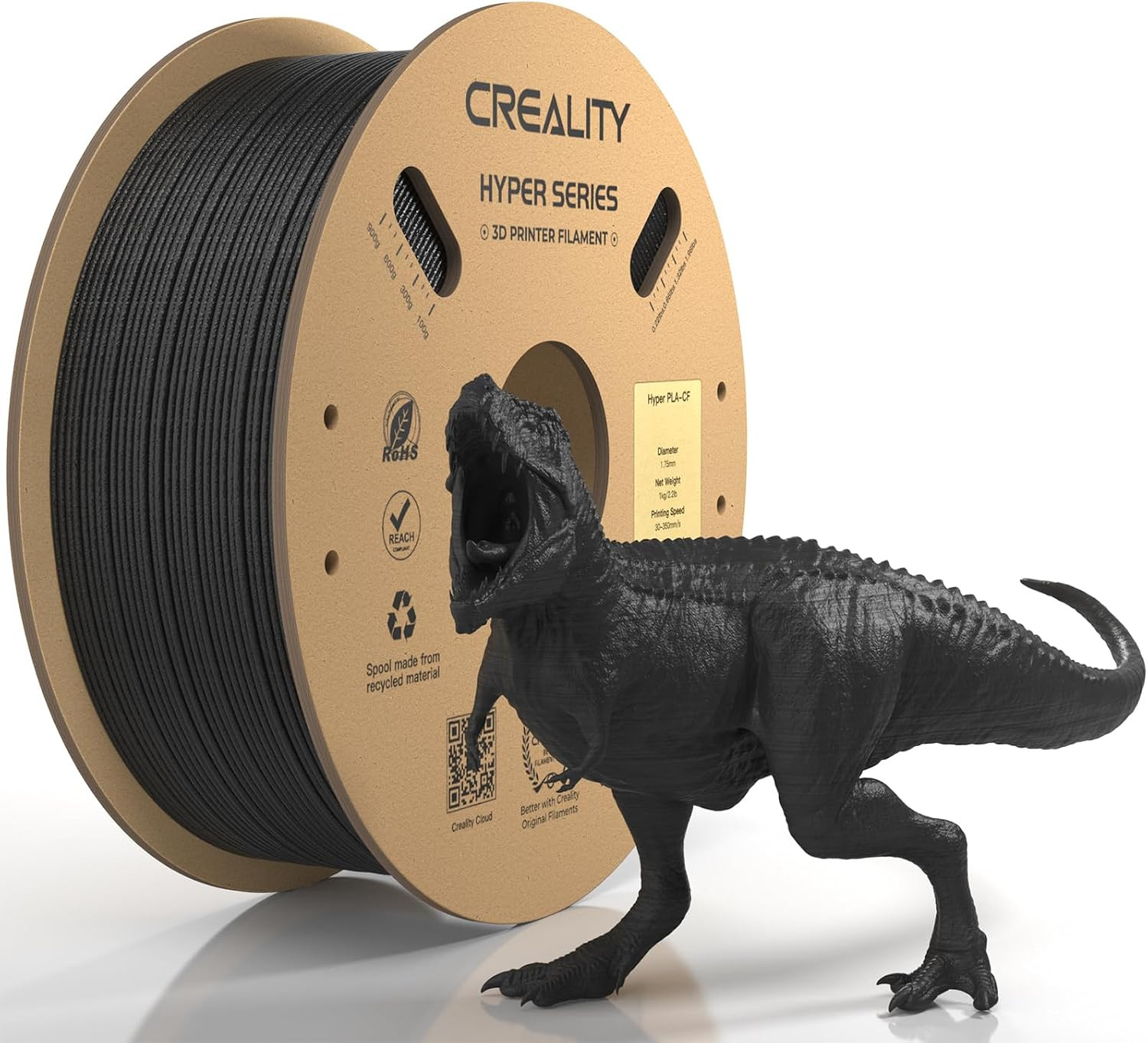 Official  Hyper PLA-CF (Carbon Fiber) Filament 1.75Mm, High Speed PLA-CF 30-300M