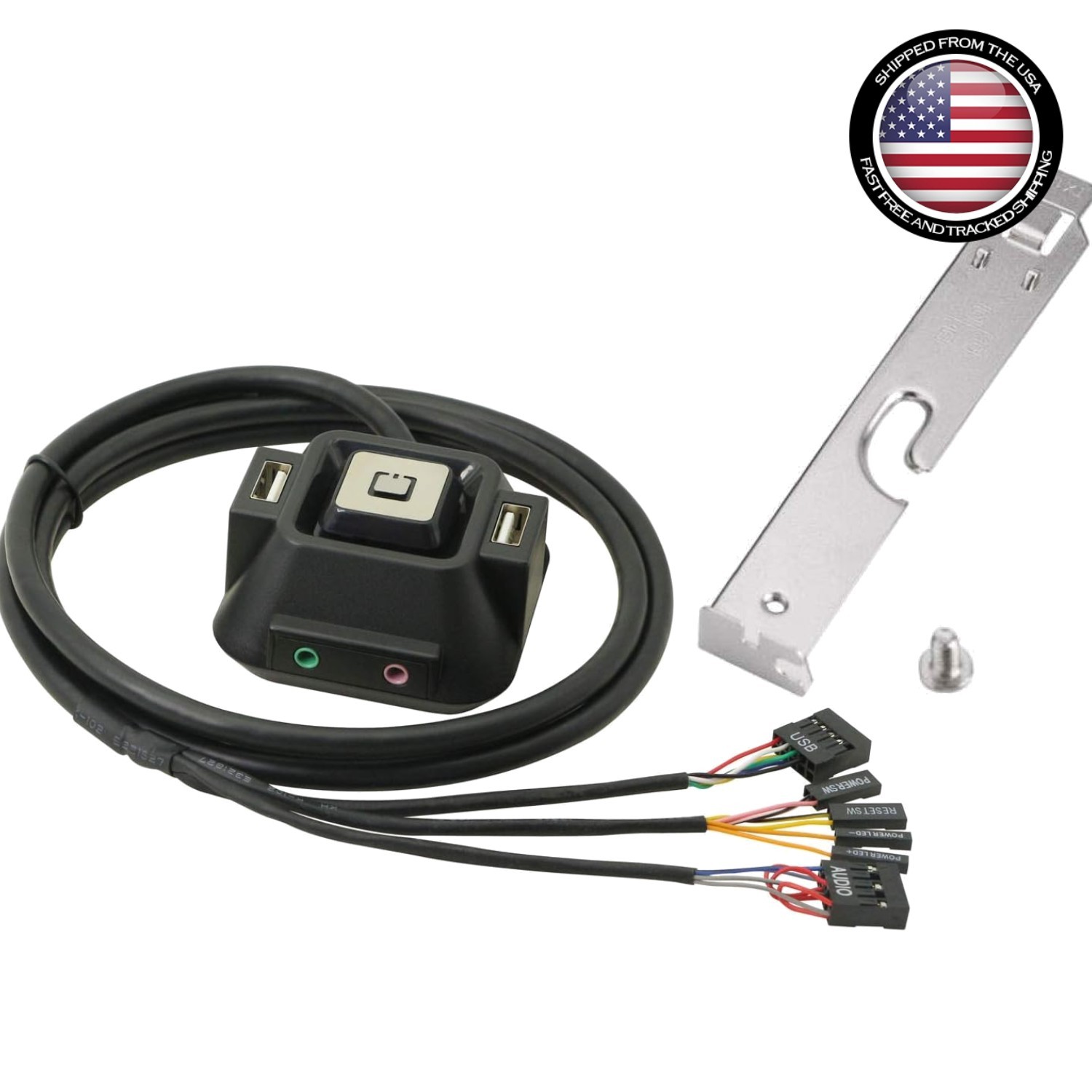 Versatile USB Power Switch with Reset and Audio Ports - Perfect for Desktop PCs