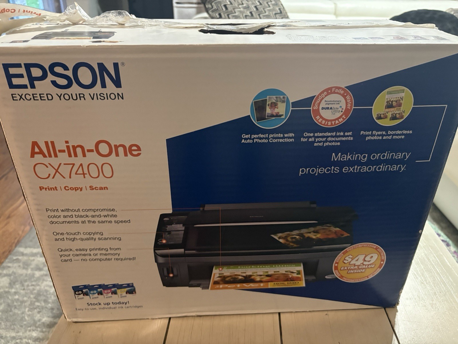 New Epson Stylus CX7400 All In One Inkjet Printer Print Copy Scan