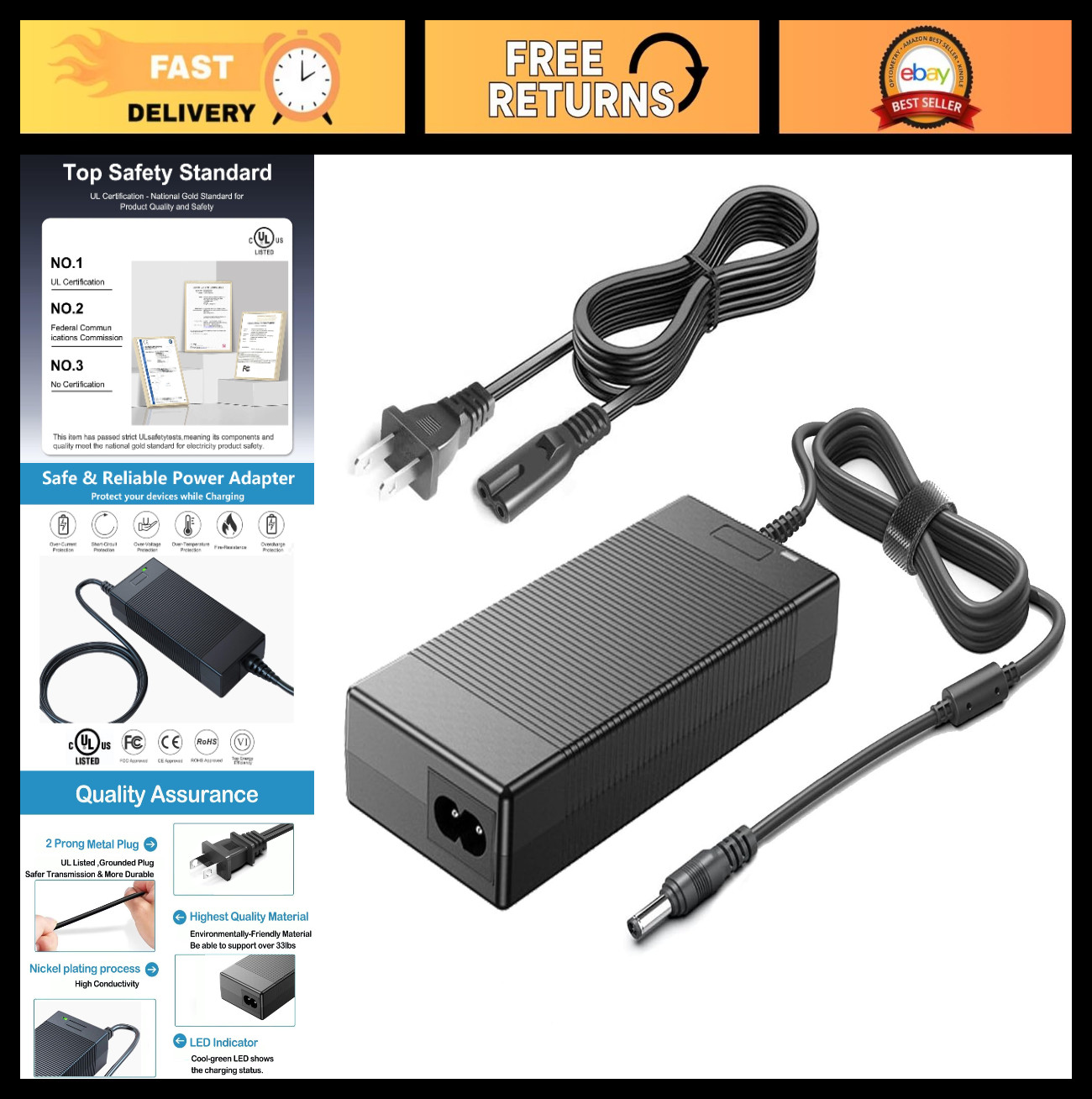 UL Listed Mini PC Power Adapter 19V 3.42A Compatible with Beelink SER Series & G