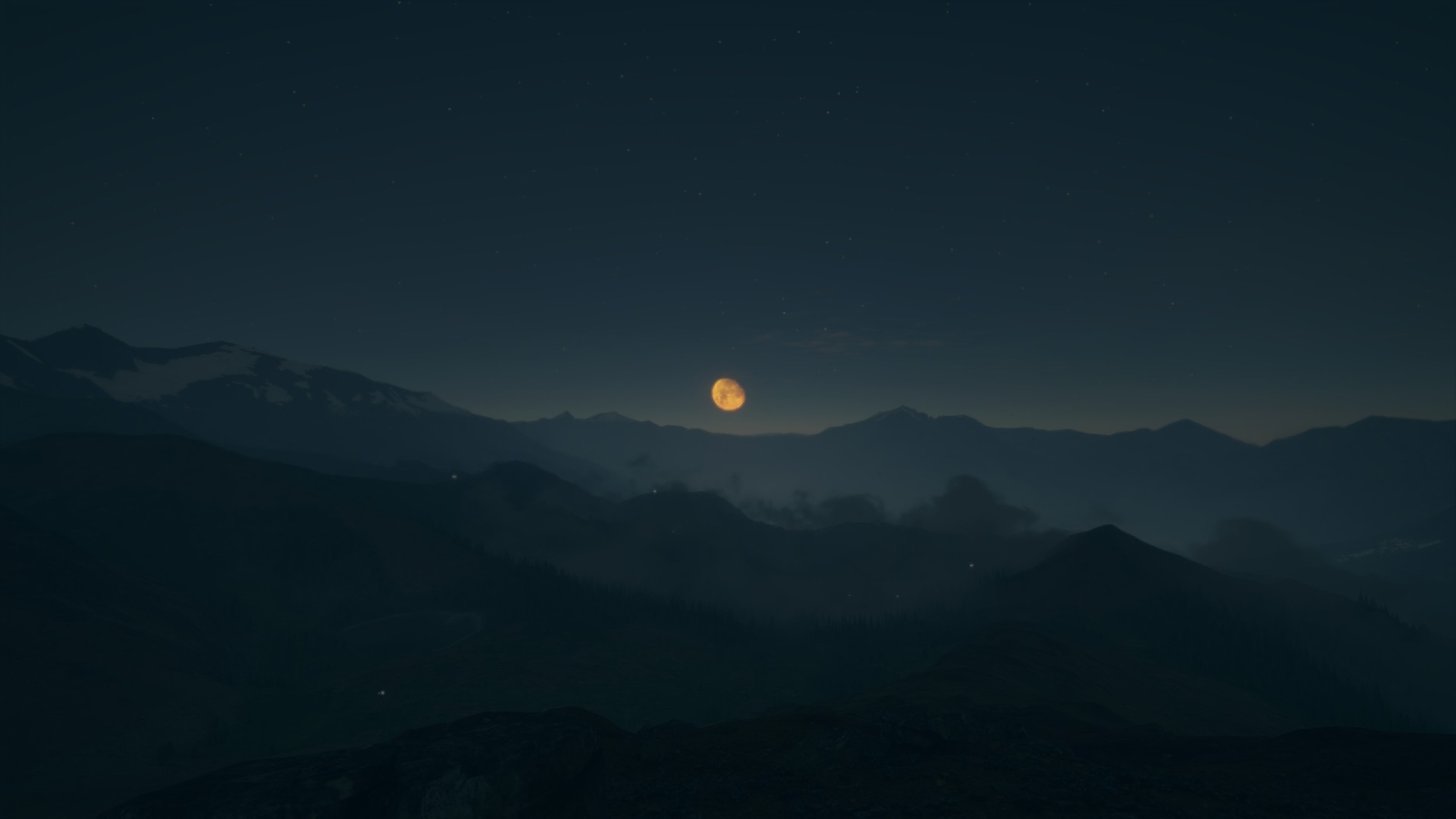Landscape nature moon mountains low Custom Gaming Mat Desk