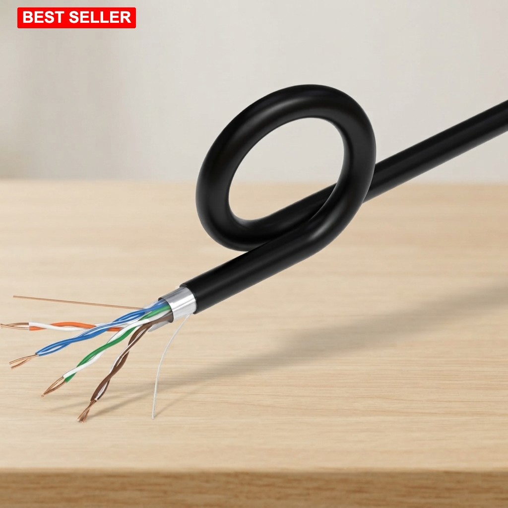 Cable 1000FT Outdoor Weatherproof Shielded FTP 24 AWG Copper Clad Aluminum Black