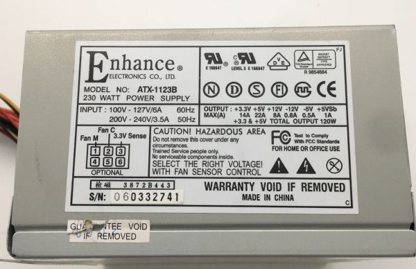 Pwr supply 230w atx-1123b