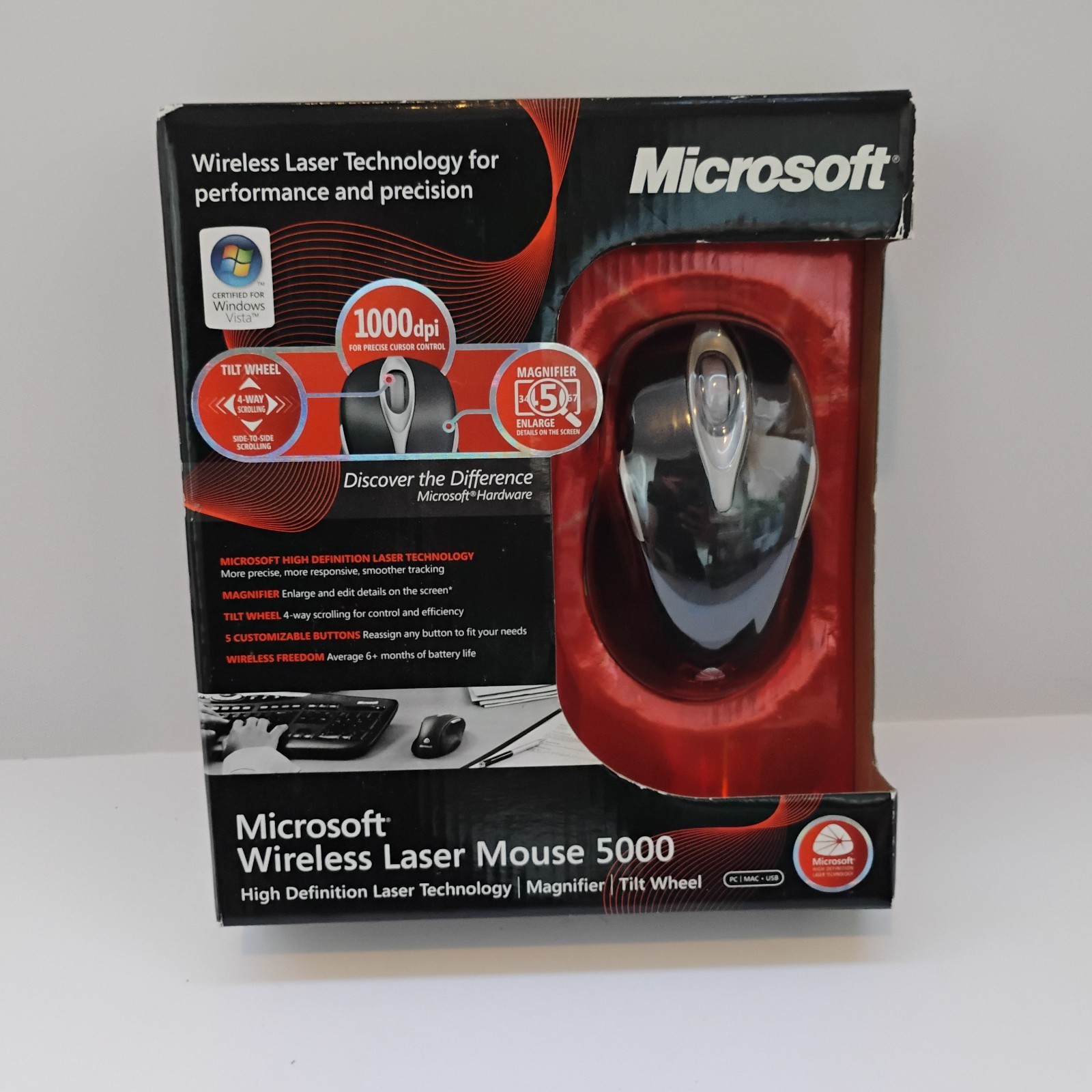 Microsoft 1058, 1053 Wireless Laser Mouse 5000 Tilt Wheel 1000 dpi 