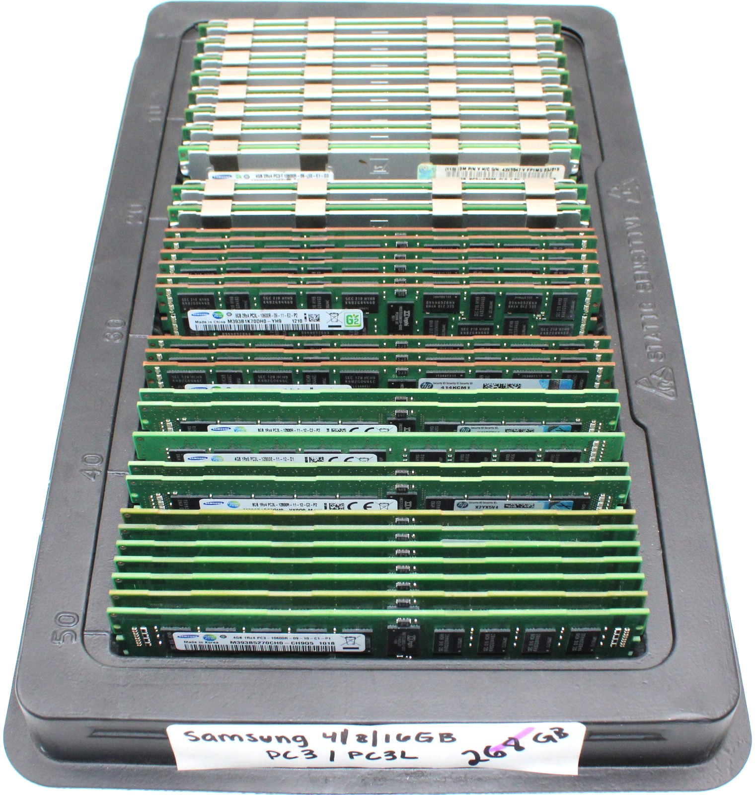 Lot 268GB - Samsung PC3 / PC3L ECC Server RAM - Mix 16GB 8GB 4GB Sticks - Tested