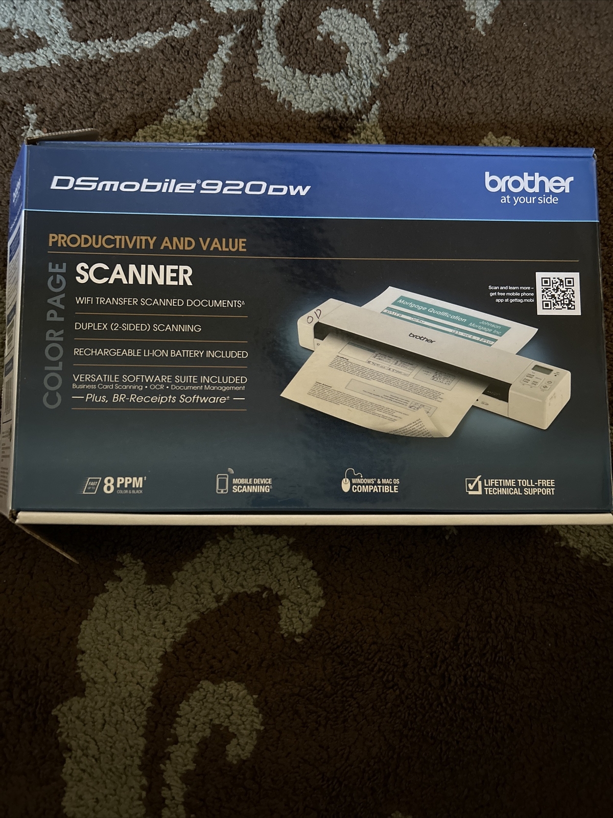 Brother DS-920DW Wireless Duplex Mobile Color Page Scanner - White 