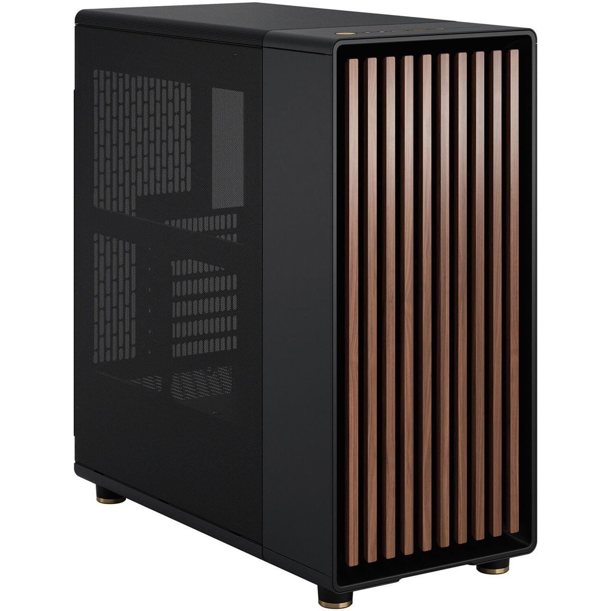 Fractal Design North Charcoal Black Mid Tower PC Case with Walnut Front, Mesh