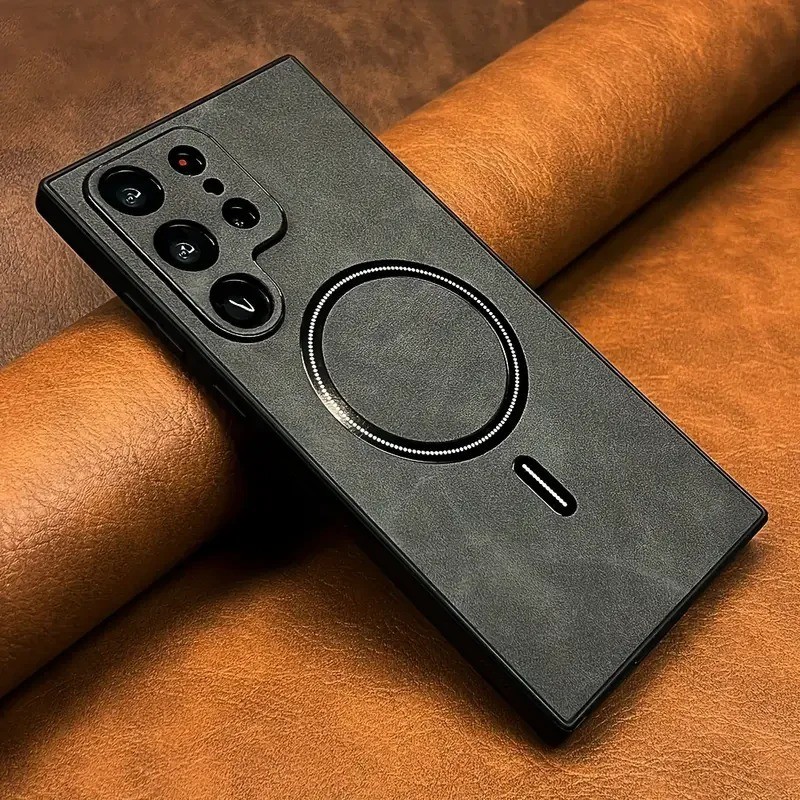 Luxury Leather Magnetic Case for Samsung Galaxy S26 S25 S24 S23 S22 MagSafe