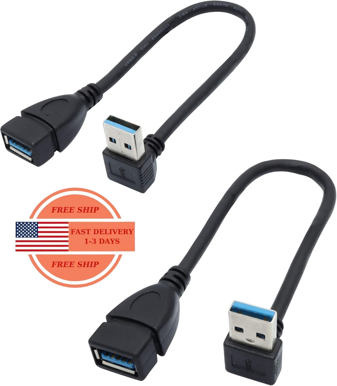 Cable de extensión macho a hembra Paquete de 2 adaptadores USB 3.0 macho hembra