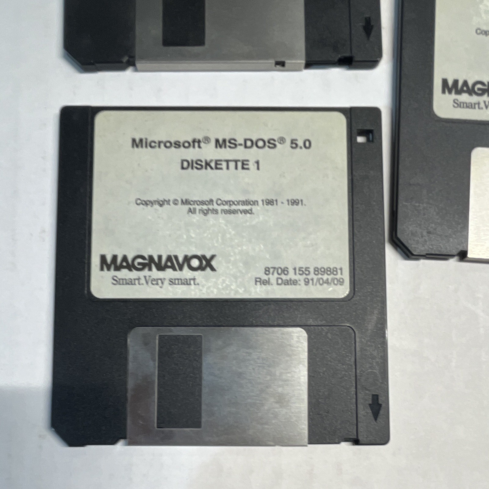Microsoft MS-DOS 5.0 Magnavox OEM Complete 3 Disk Set 3.5” Floppy Vintage 1991