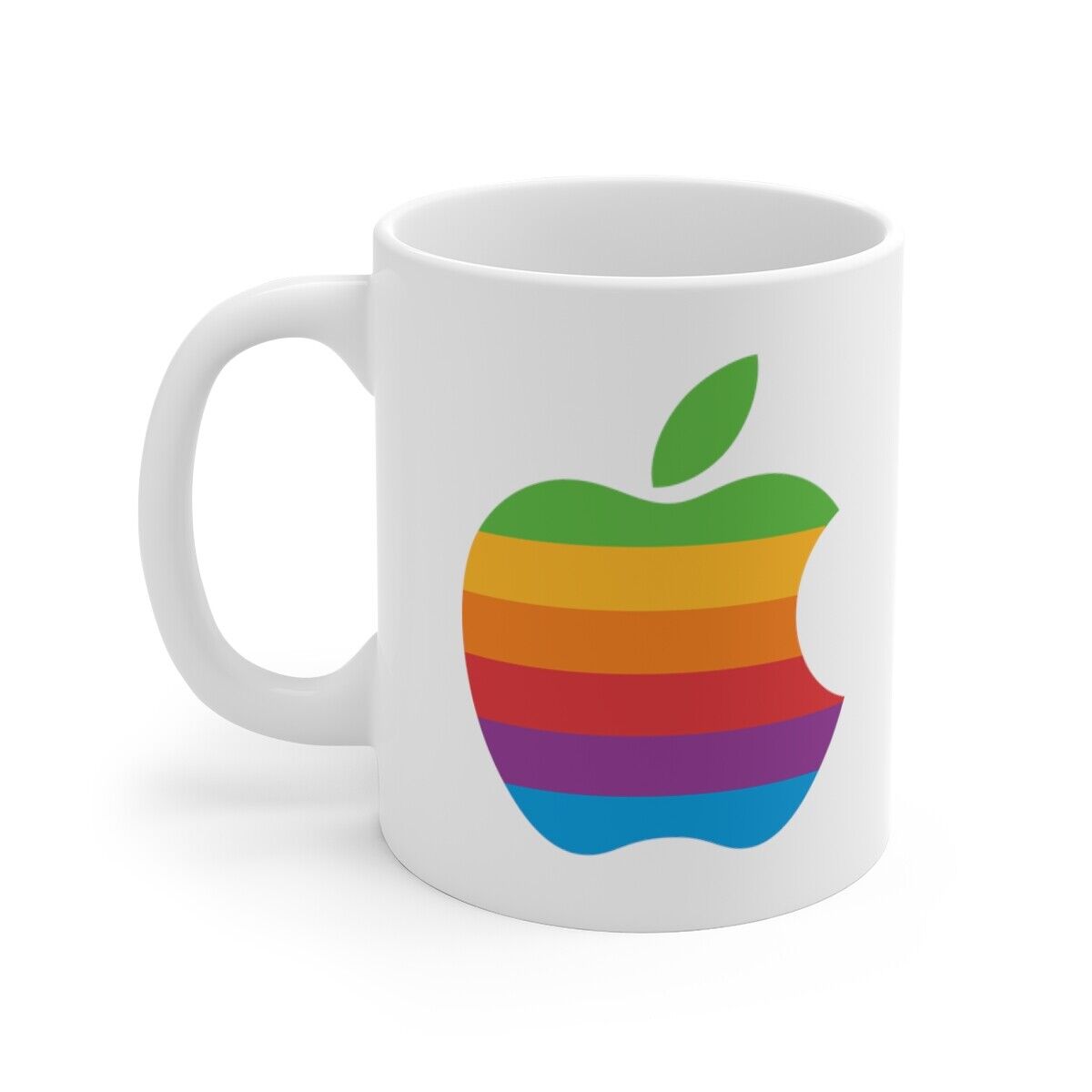 Apple 2 II Mac Macintosh Rainbow Logo Computer Ceramic Coffee Cup Mug 11oz NEW