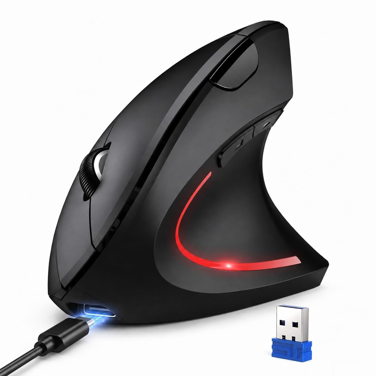 TECKNET Ergonomic Vertical Wireless Mouse Black TK-MS007