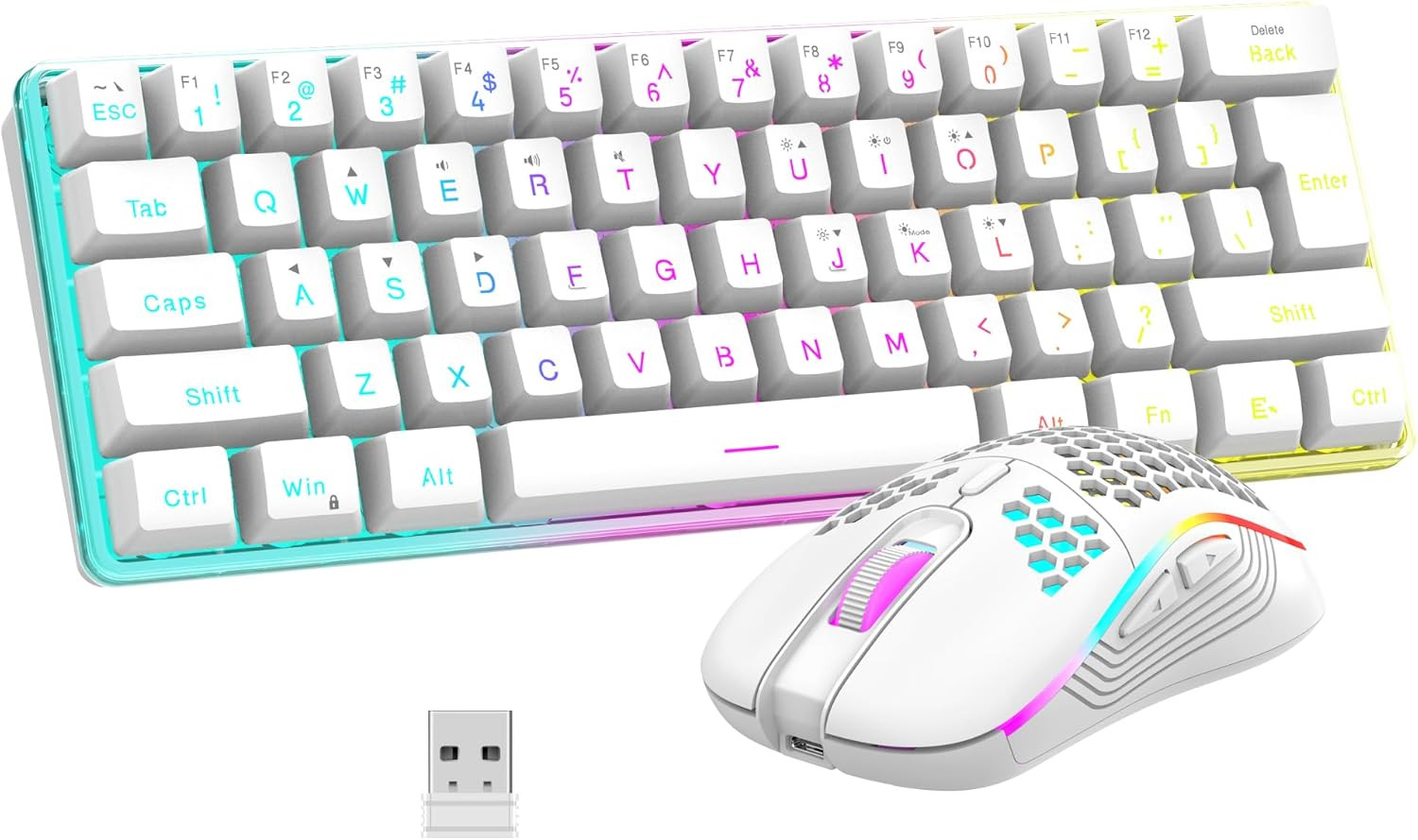 Redthunder 60% Wireless Gaming Keyboard and Mouse Combo, 2500Mah Rechargeable