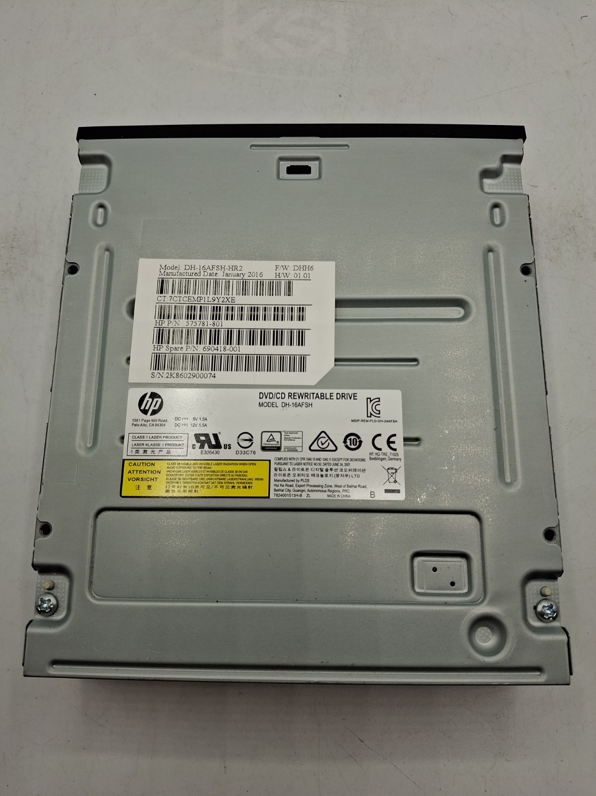 HP 575781-801 Optical Drive DH16AFSH-HR2 DVD/CD Rewritable 690418-001