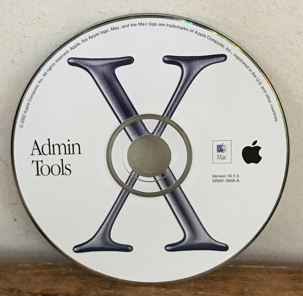 Vintage 2002 Apple Macintosh Mac OS X Admin Tools Software Disc Version 10.1.5