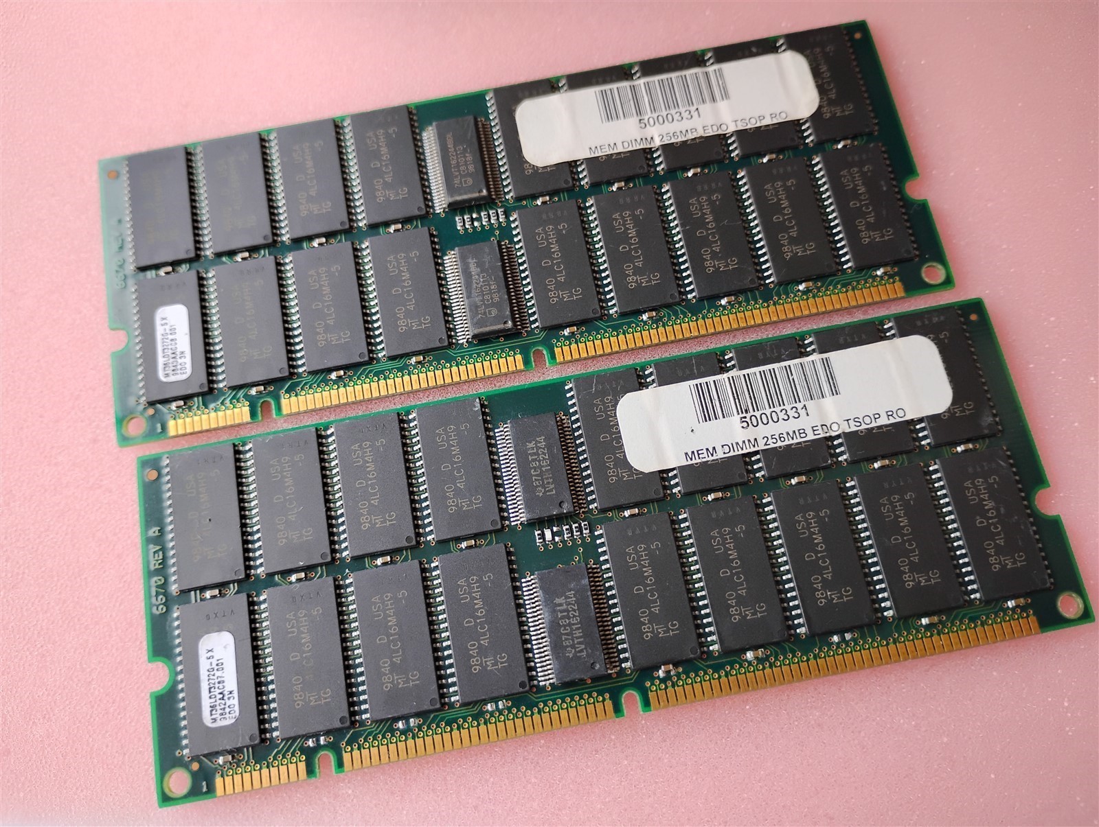 512MB Kit 2x256MB 168-Pin 3.3V ECC EDO Buffered Server Workstation RAM #TN52