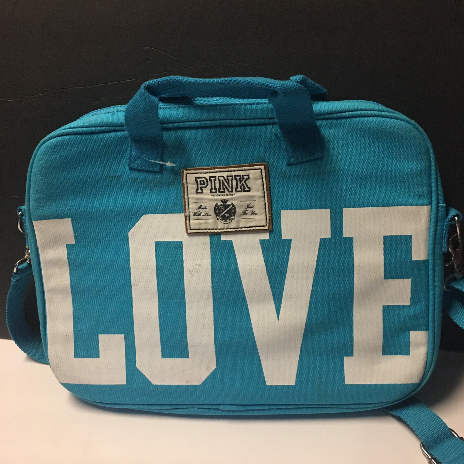 Victoria’s Secret Pink Laptop Case Messenger Bag Fits 10-15”Laptop Blue
