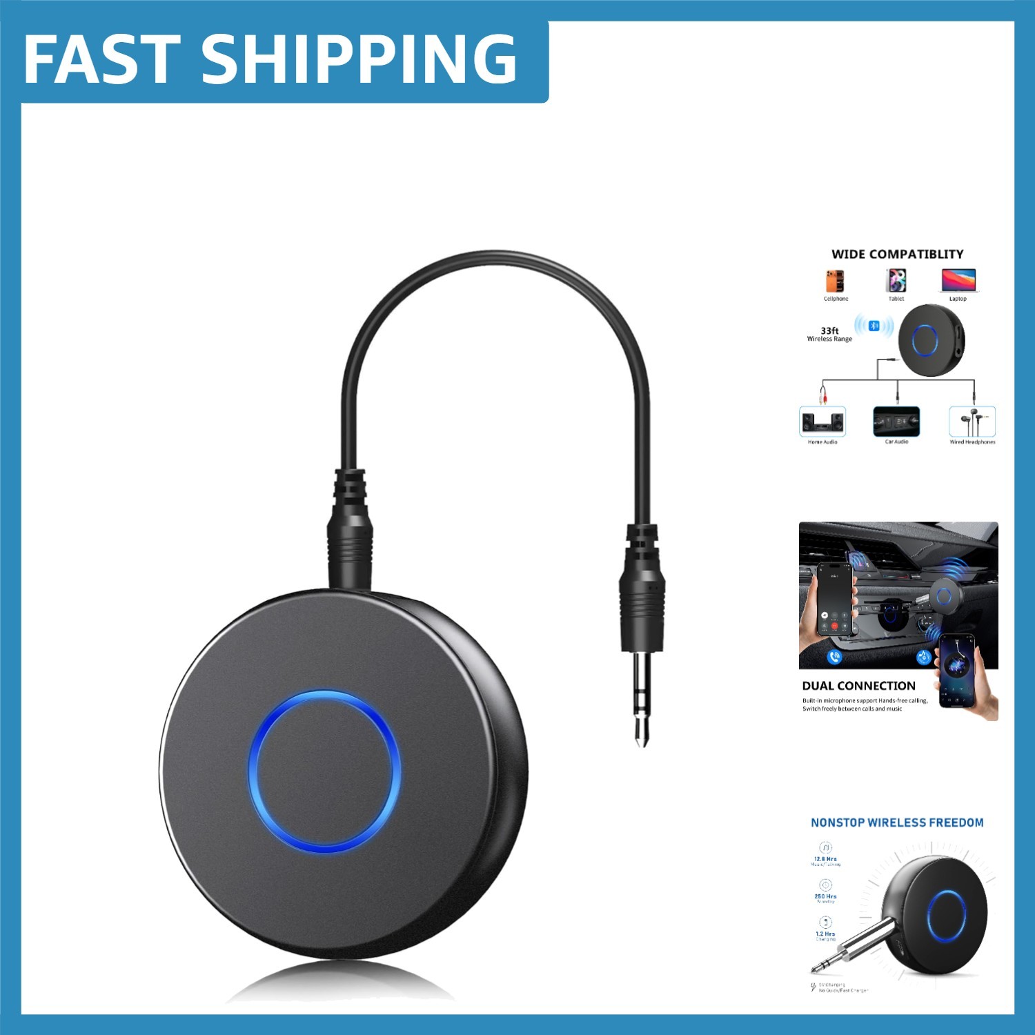 Portable Bluetooth Aux Adapter for Car & Home - Enjoy Wireless Music Streaming