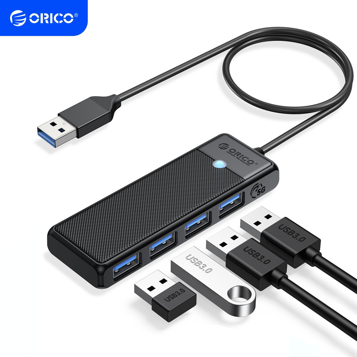 ORICO USB 3.0 Hub 4-Port Adapter Charger Data SLIM Super Speed PC Mac Laptop US