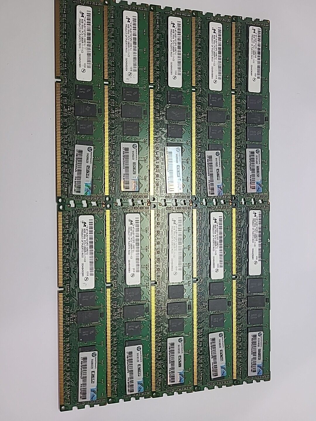 Lot Of 10 DDR3 Micron 8GB 1Rx4 PC3-12800R-11-11-C2
