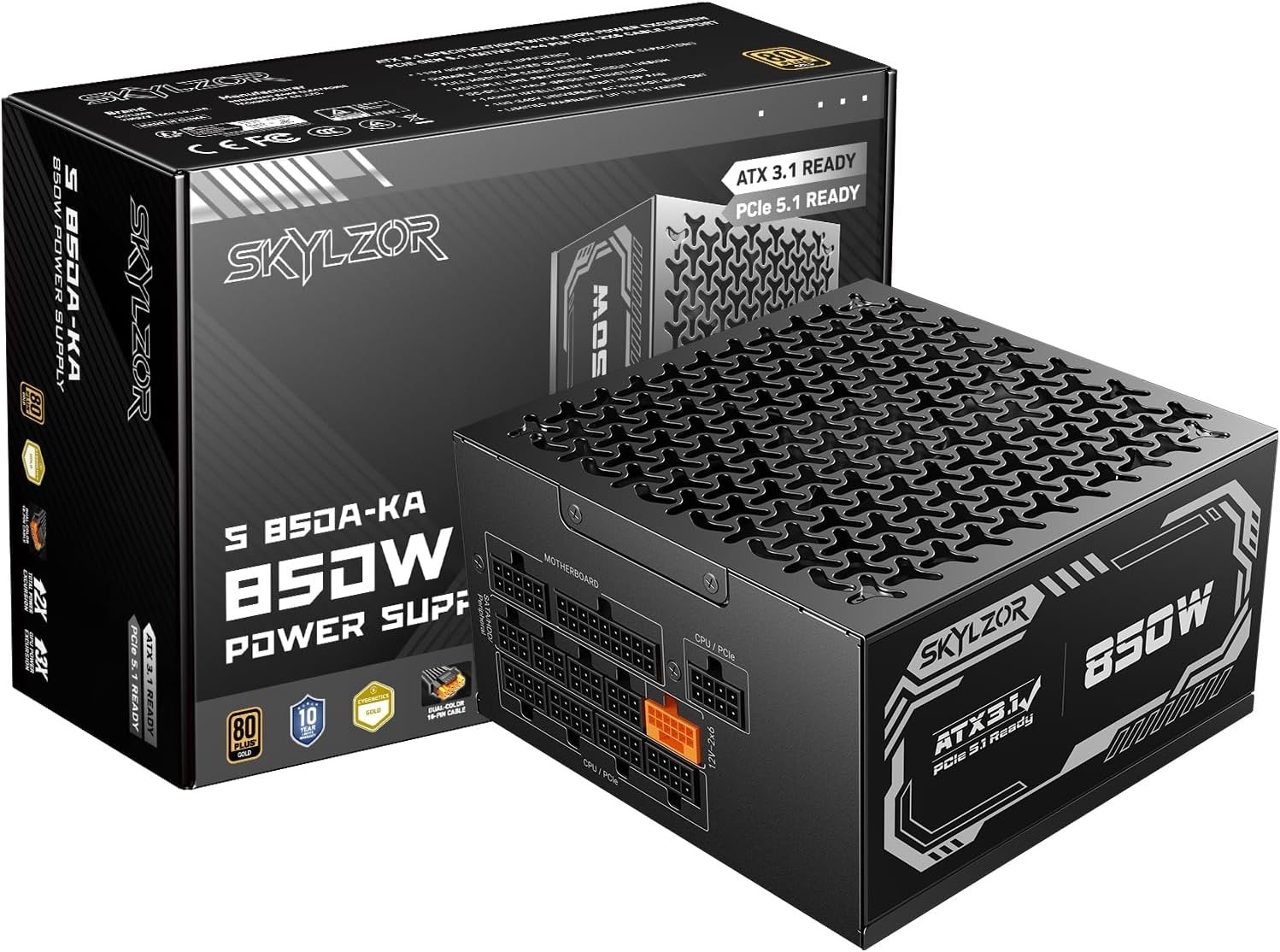 850W Fully Modular Power Supply, 80+ Gold Certified PSU | ATX 3.1 & PCIe 5.1 ...