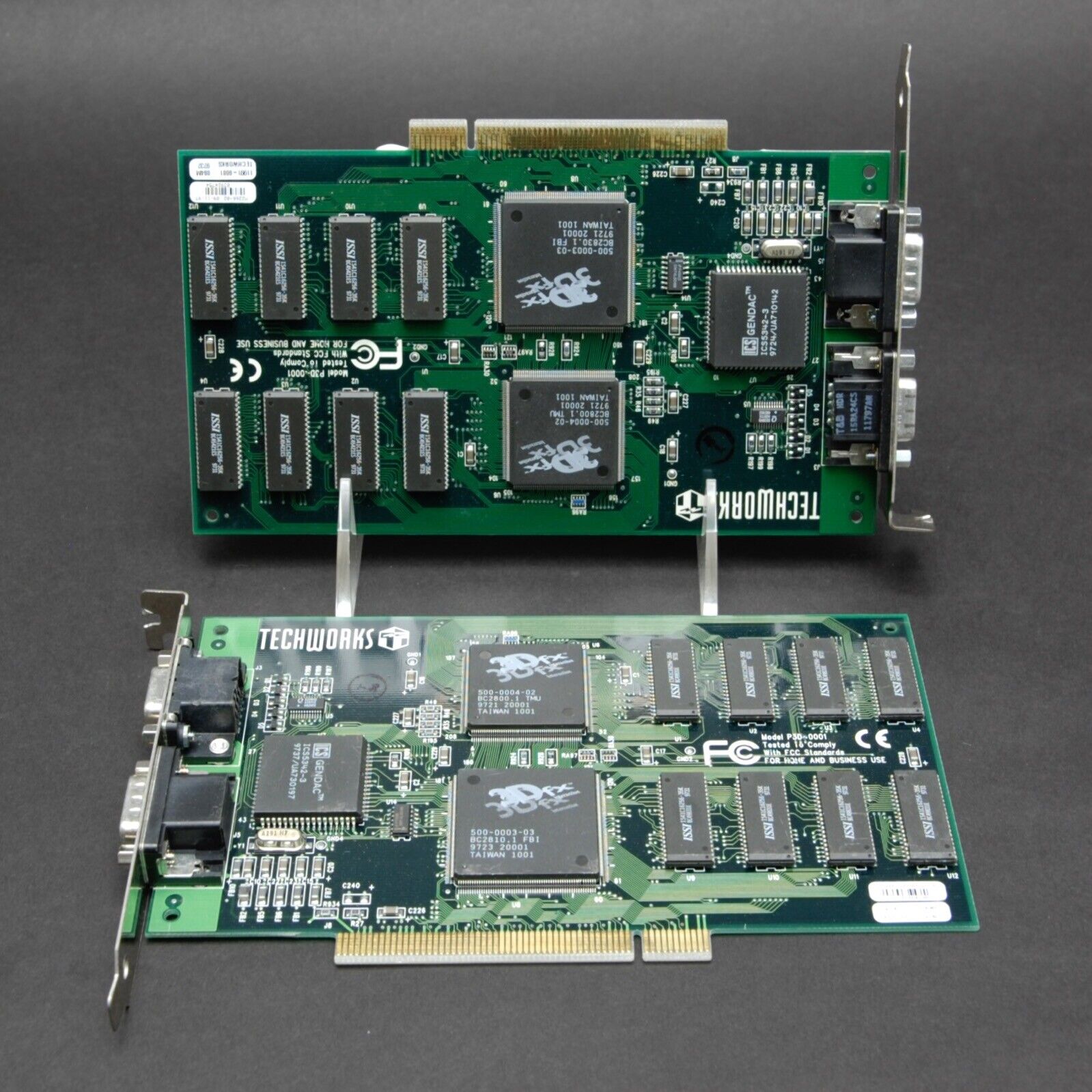 RARE TECHWORKS 3DFX VOODOO 1 PCI GPU APPLE MACINTOSH PAIR SLI OpenGL + Glide