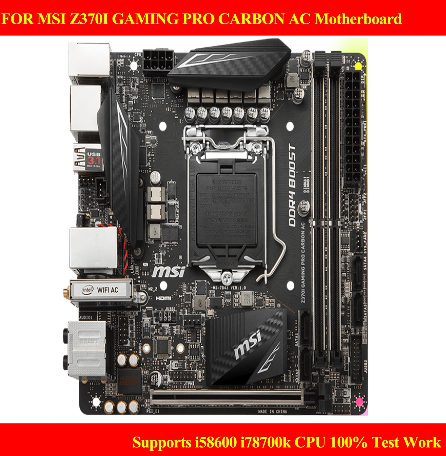 FOR MSI Z370I GAMING PRO CARBON AC Motherboard Supports i58600 i78700k CPU DDR4
