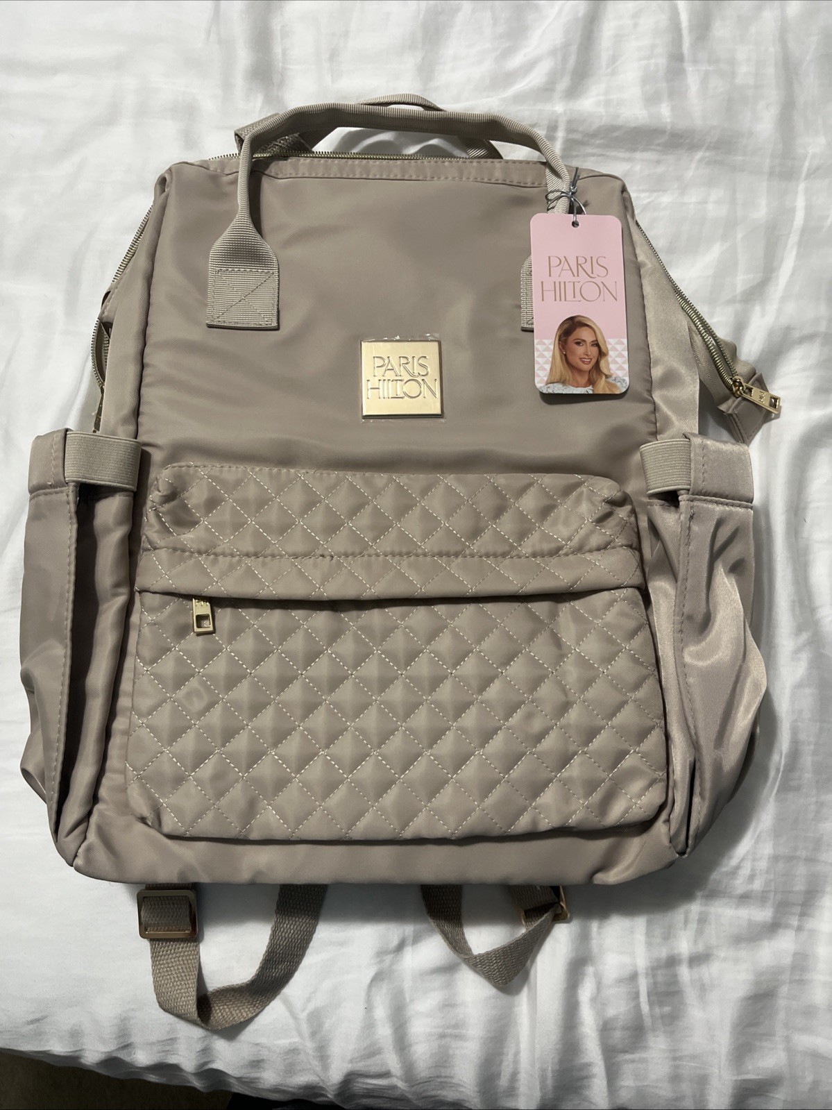Paris Hilton Quilted Back Pack/Laptop Travel Bag Double Handled
