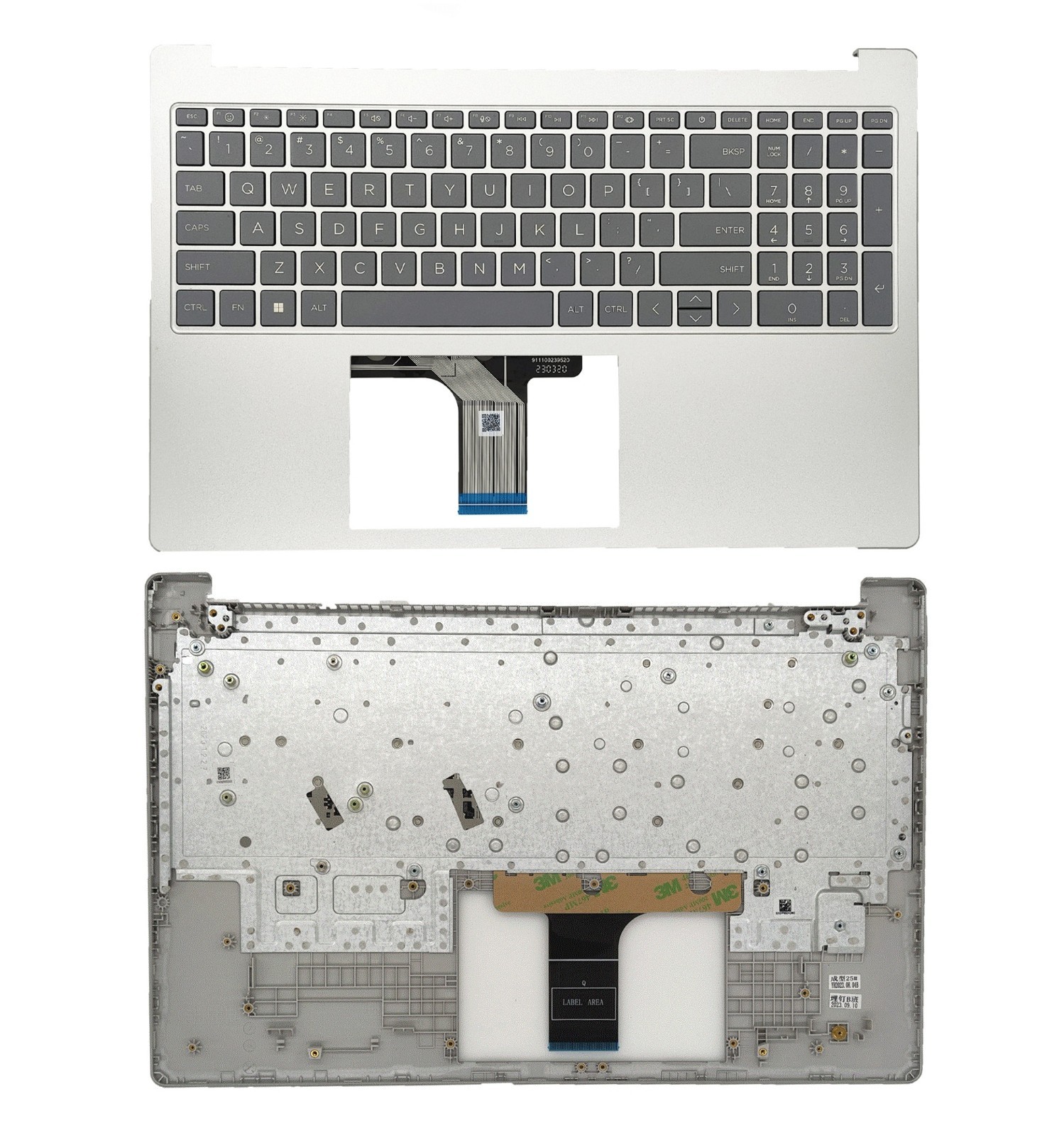 N36752-001 New Palmrest Upper Non-Backlit Keyboard Silver for HP 15-FC 15-FD US