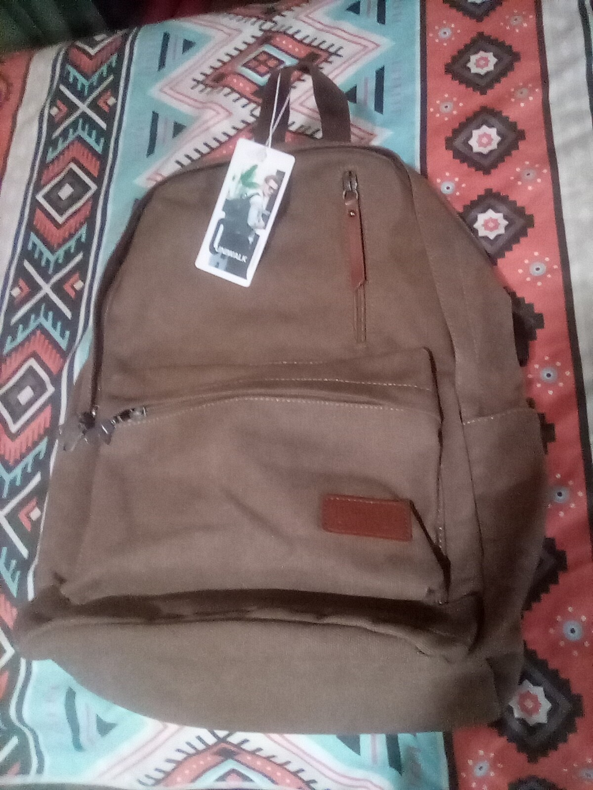 UNIWALK Coffee Color Canvas Backpack, Waterproof computer Backpack with USB NWT