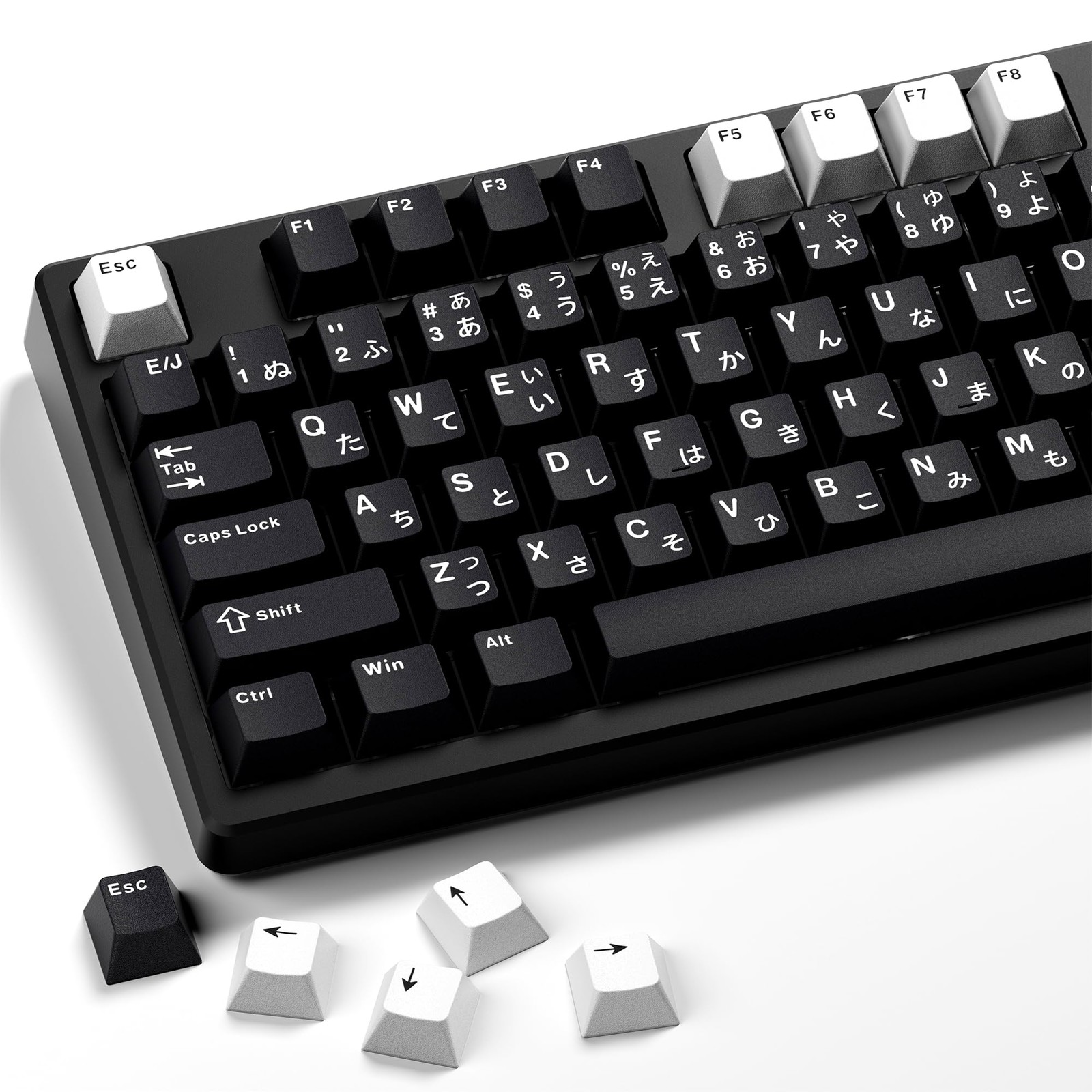 XVX Black Japanese Keycaps, Double Shot PBT Keycap Set, 146 Keys Cherry Profile