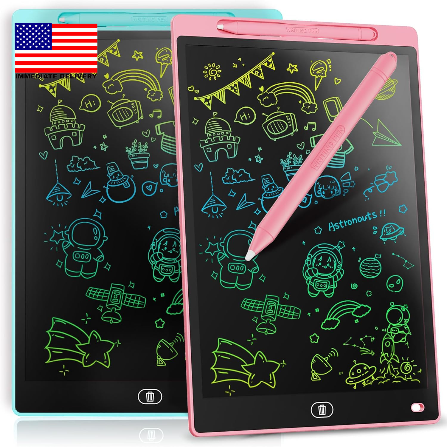 [2 Pack]  LCD Writing Tablet 8.5-Inch Colorful Doodle Board, Toddler Learning Ed
