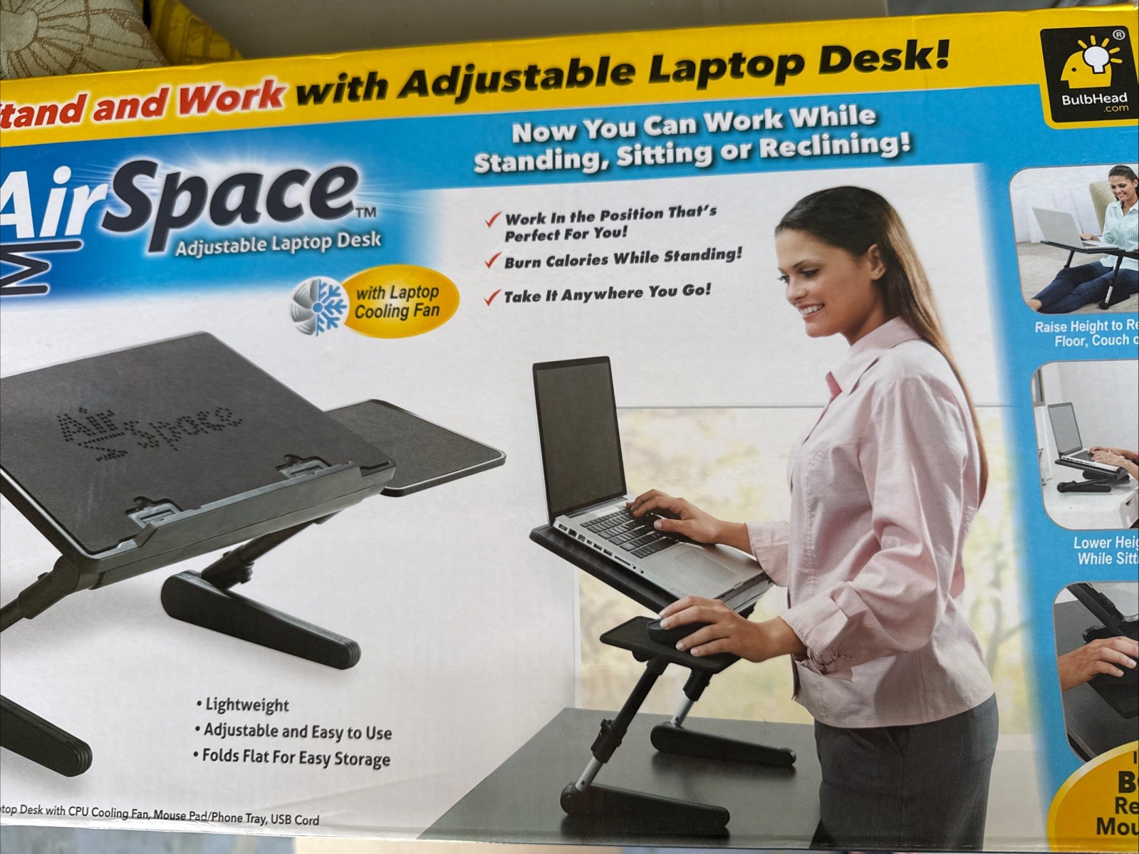 Adjustable Table Foldable Portable Laptop Notebook PC Desk Stand Bed tray W/fan