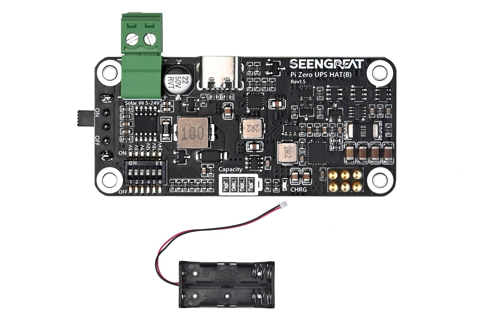 Uninterruptible Power Supply HAT for Raspberry Pi Zero 5V Output Solar 5V24V