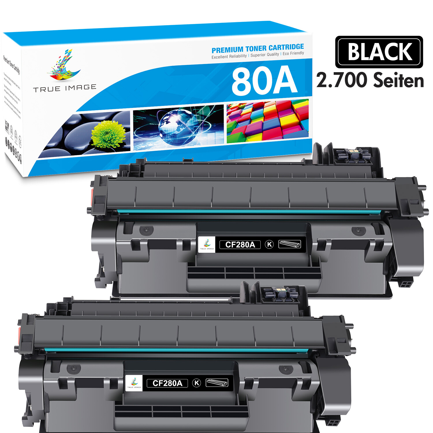 2PK CF280A Toner Cartridge For HP 80A LaserJet Pro 400 M401dn M401n MFP M425dn