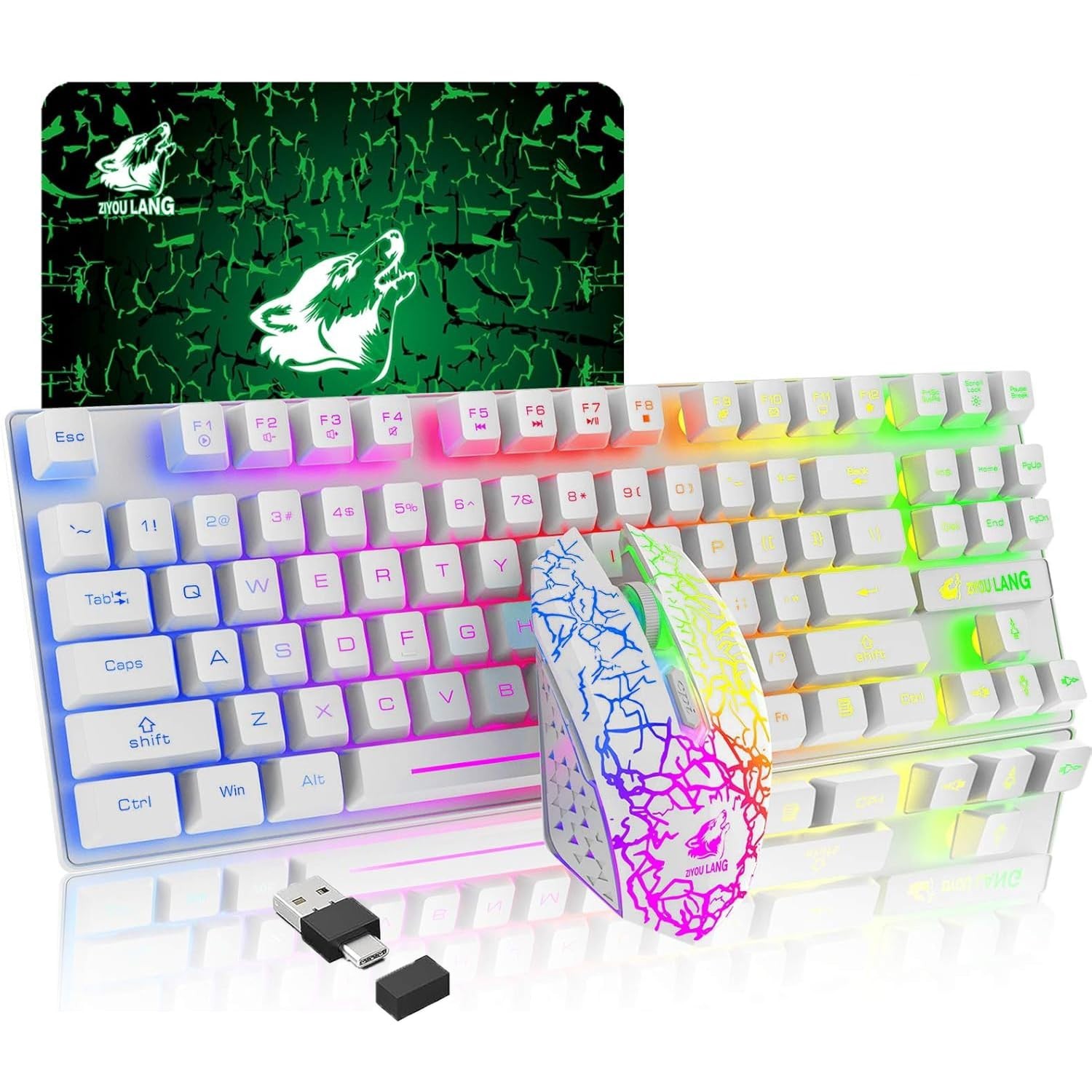 LexonElec Wireless RGB Backlit Gaming Keyboard Mouse Combo,Rechargeable 3800m...