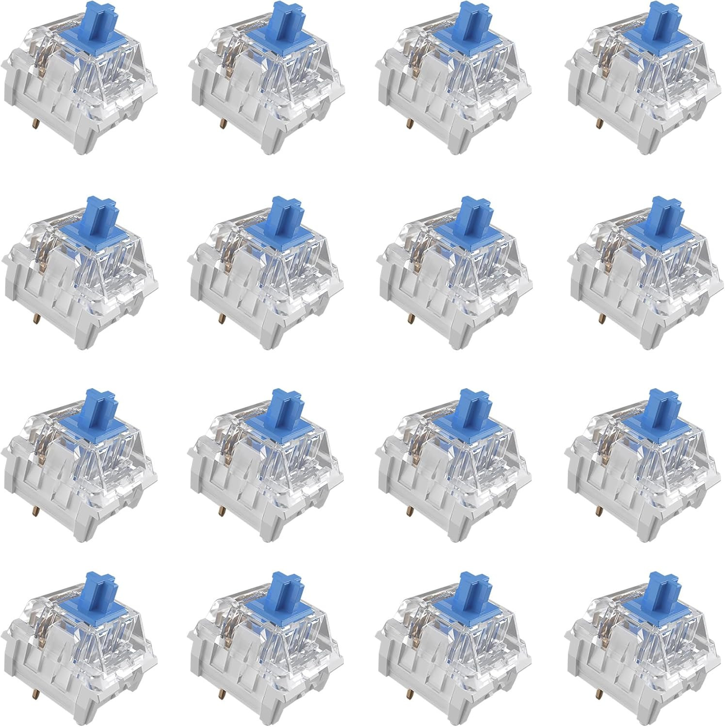 20Pcs Blue Switch,3 Pin 50Gf Clicky Accurate Typing Dustproof Pre Lubed Key Swit