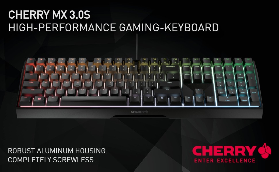 Cherry MX 3.0S Wired Mechanical Gaming Keyboard Silent RED Switches RGB Boxed