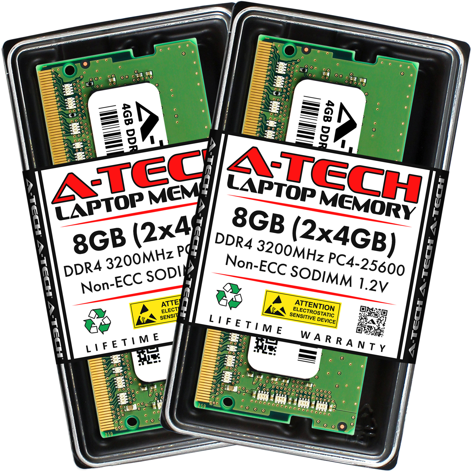 A-Tech 8GB 2x 4GB PC4-25600 Laptop SODIMM DDR4 3200 MHz Non-ECC Memory RAM 4G 8G